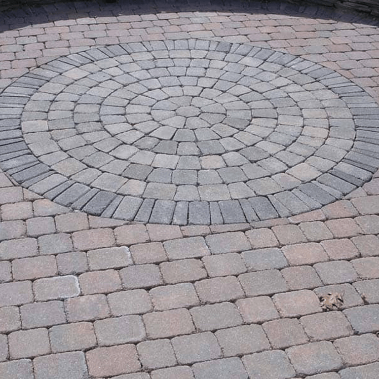 stone walkway through a residential landscape