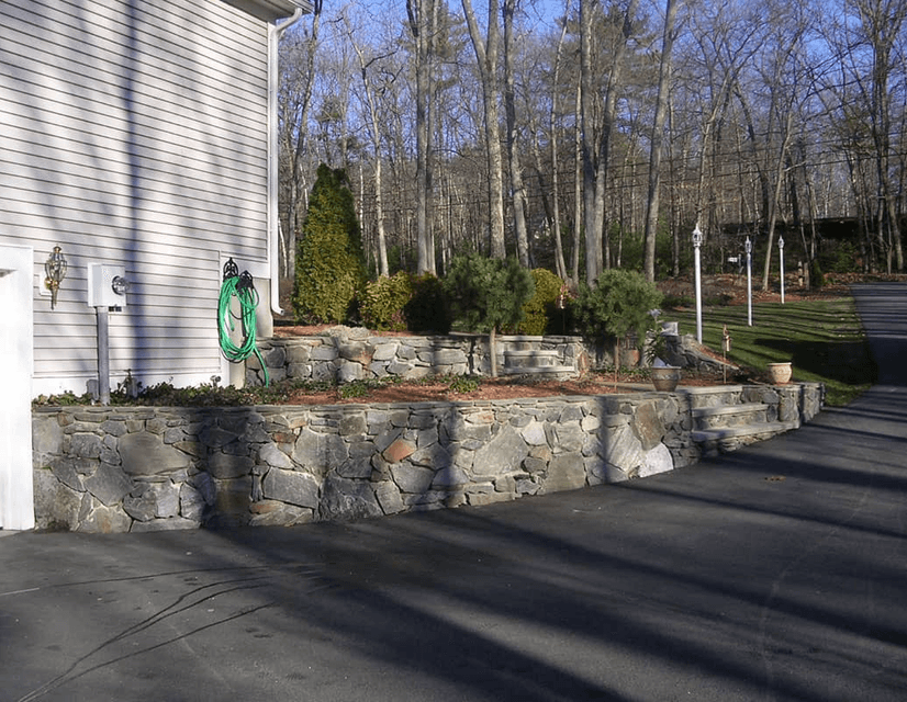landscape construction in progress on a residential property