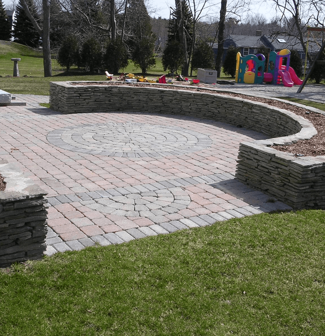 natural stone patio installed by Fieldstone crew